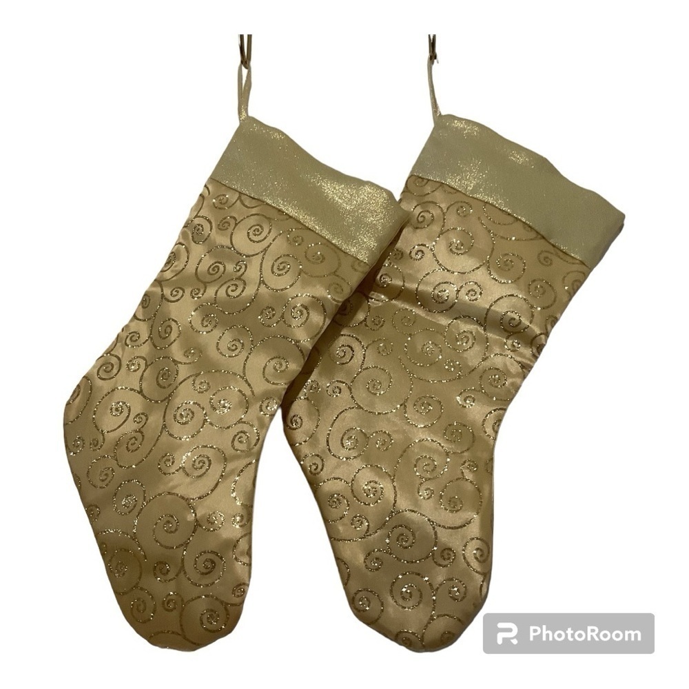 Christmas Stockings set of 2 gold